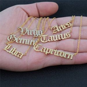 Zodiac Astrology Necklace - Gothic Chain - Gold